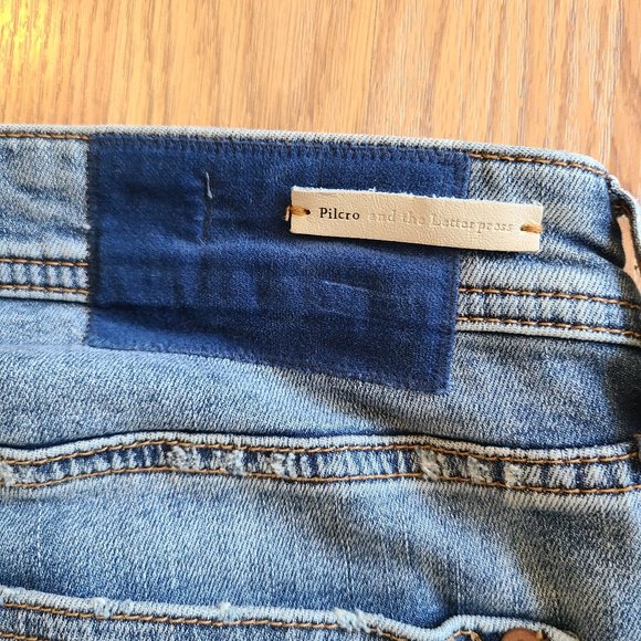 PILCRO AND THE LETTERPRESS ANTHRO SLIM BOYFRIEND PATCHWORK JEANS sz 26 - Picture 8 of 11